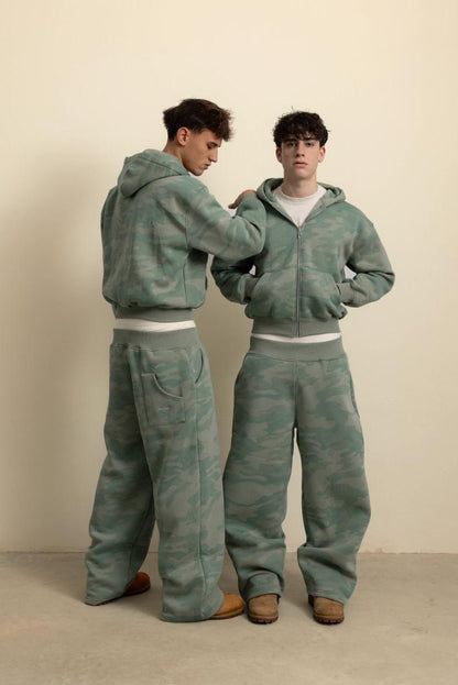 SAGE GREEN CAMO ZIP HOODIE