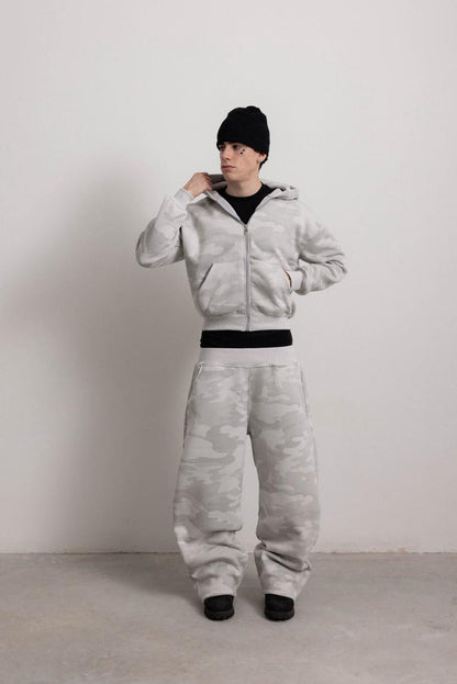 PEARL GREY CAMO ZIP HOODIE