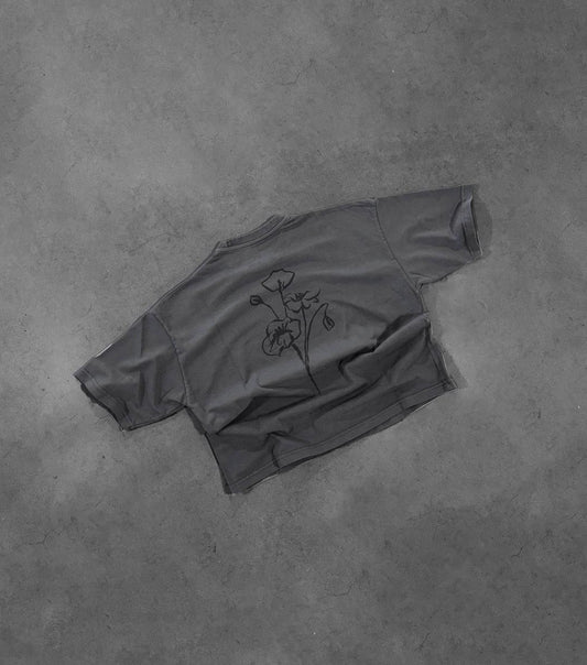SMOKE GREY FLOWER TEE