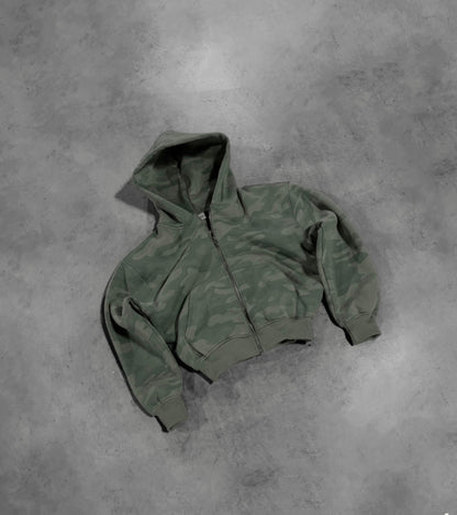 SAGE GREEN CAMO ZIP HOODIE