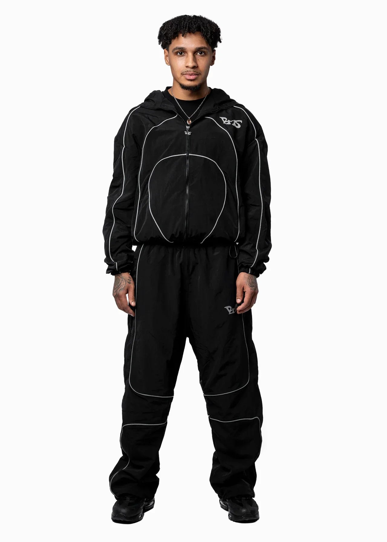 BLACK NYLON TRACKSUIT